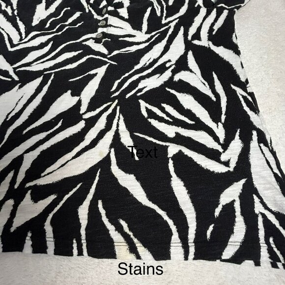 Chico's Women's Zebra Print Pullover V-Neck Casual Blouse Black/White Large - Picture 7 of 8